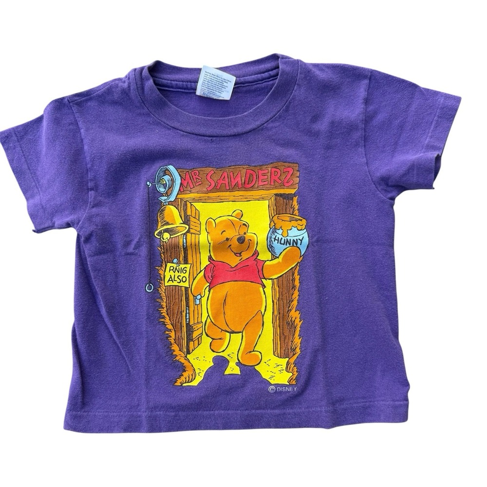Vintage 1990s Disney Winnie the Pooh Mr Sanders Purple T-Shirt Hanes Beefy-T XS